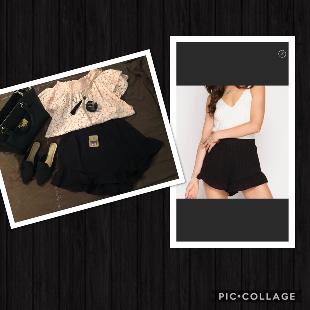Women’s Black Ruffle Shorts